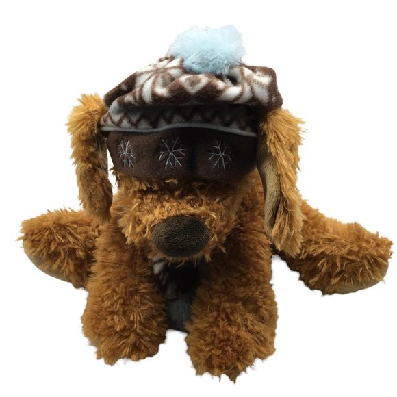 HUGFUN INT'L Dog Plush Stuffed Animal St. Jude Holiday Fluffy Shaggy Hat Scarf - Picture 1 of 8